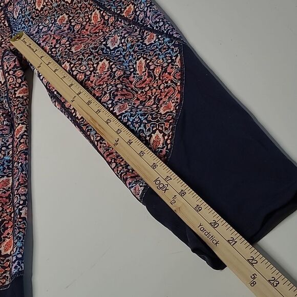 M ATHLETA CHATARUNGA pink blue coral TAPESTRY HIGH RISE LEGGINGS medium - Picture 3 of 9